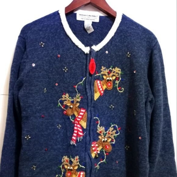 Vtg Heirloom Collectibles 2004 Christmas Sweater Rudolf  M - Picture 2 of 9